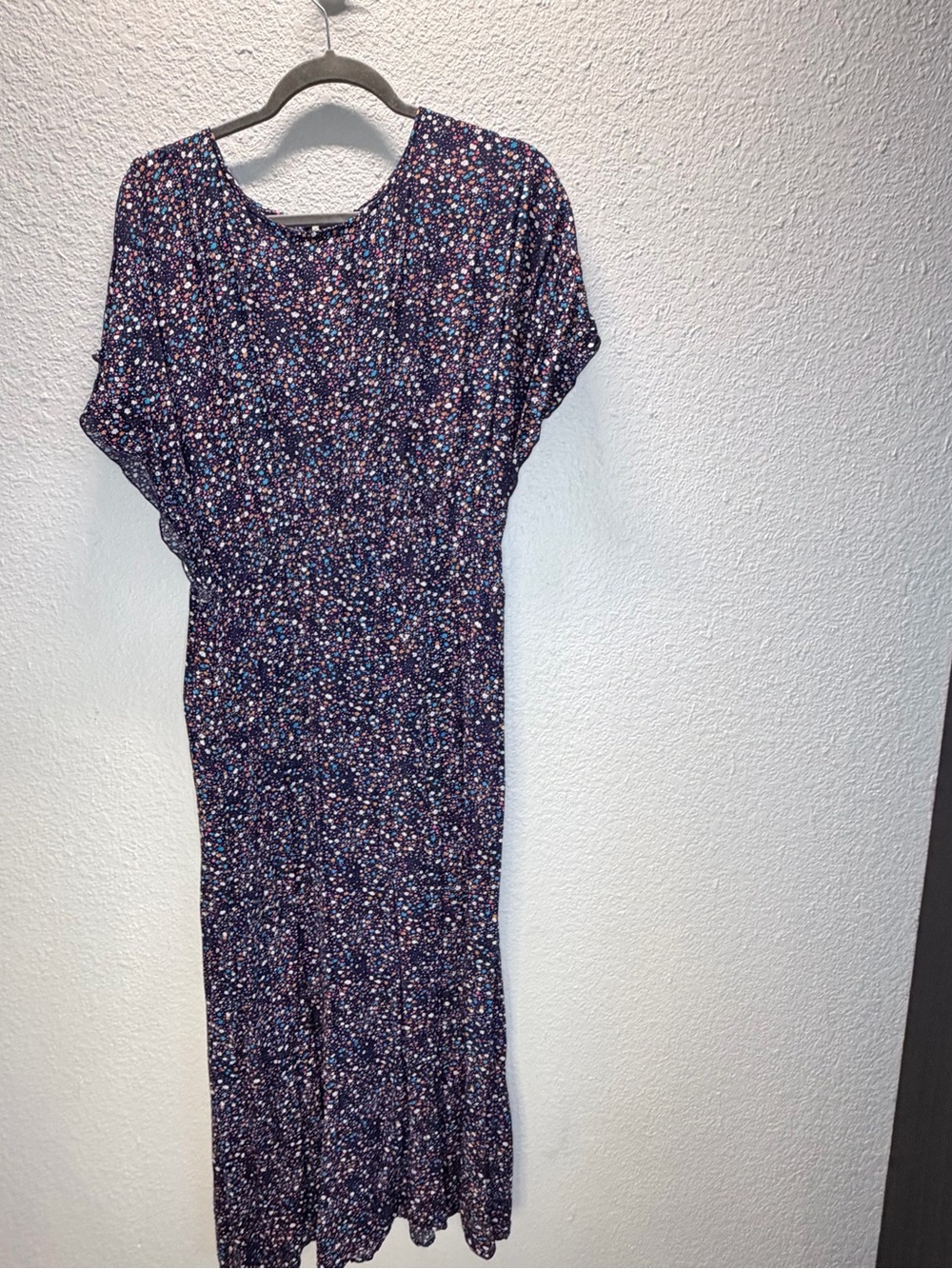 Floral Navy Maxi Dress with Short Sleeves Sample Never Produced. One of a Kind
